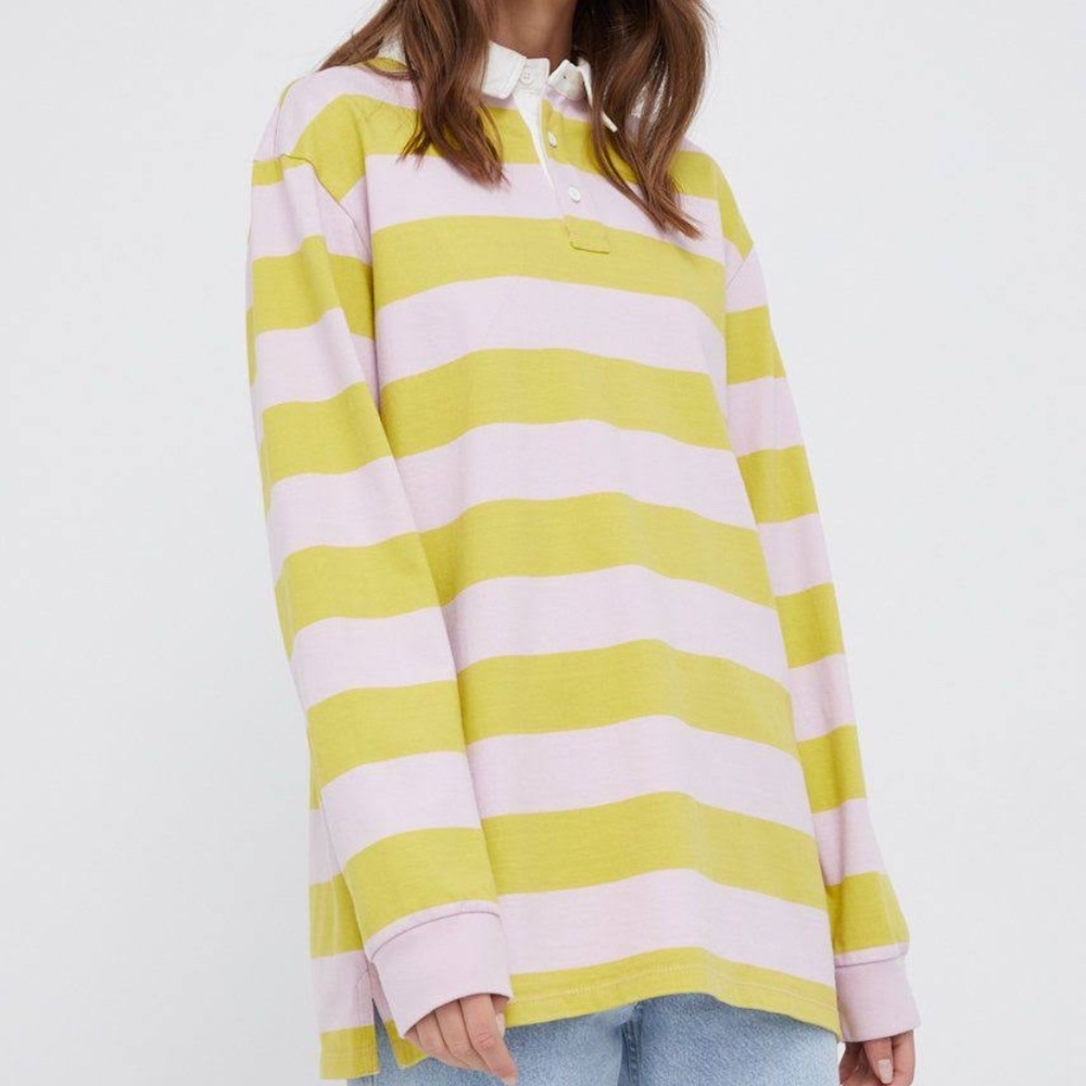 Levi's Oversized Rugby Stripe Long Sleeve Polo Tee